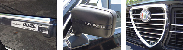 Plaqueta de produção para a Fiat - "Alfa Romeo" na capa do retrovisor - Nova grade e símbolo destaque 